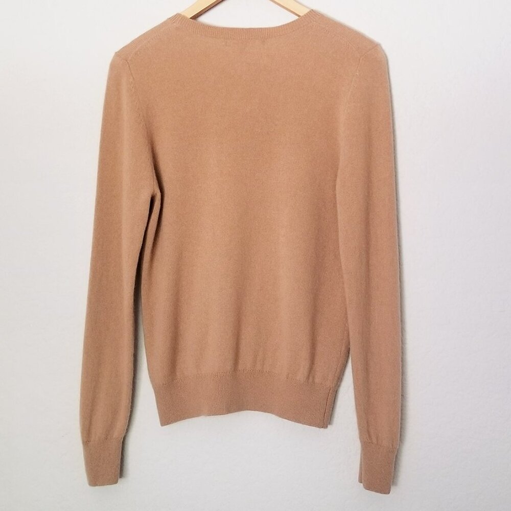 Quince 100% Mongolian Cashmere Crewneck Sweater S Camel Tan Soft Cozy $128 Basic - Picture 4 of 14